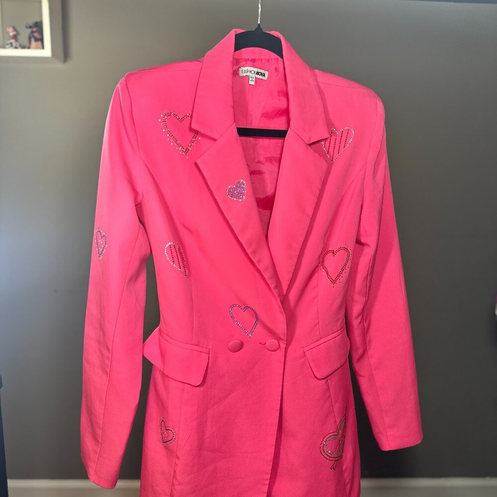 FASHIONNOVA- Love The Business Blazer Romper - Pink
